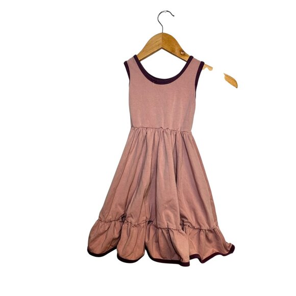 Girlhood Cotton Ruffle Hem Twirl Dress Pink Mauve Tank Style Size 5 - Picture 6 of 9